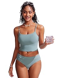 CRZ YOGA Bikini Bottoms for Women Mid Rise Full
