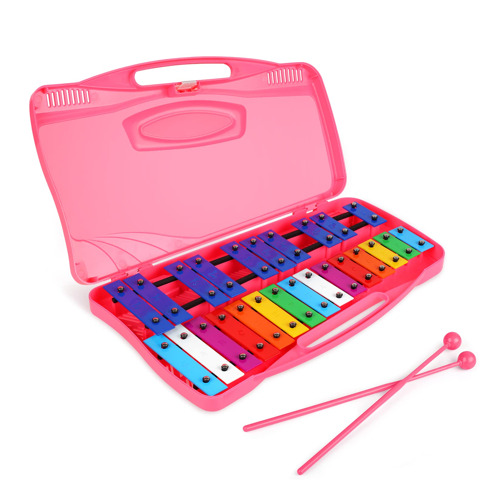 Photo 1 of Tkocisa Xylophone 25 Notes Glockenspiel, Professional Xylophone for Beginners Kids Music Teaching, Chromatic Glockenspiel Tuned Percussion Instrument Gift (Pink)