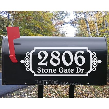 Battoo Mailbox Decal Custom Mailbox Decal Address Decal House Number Decal Mailbox Numbers Mailbox Monogram Mailbox Stickers Mailbox 10 Wide By 3 5 Tall Plus Free Hello Door Decal Mailbox Numbers Mailbox Accessories