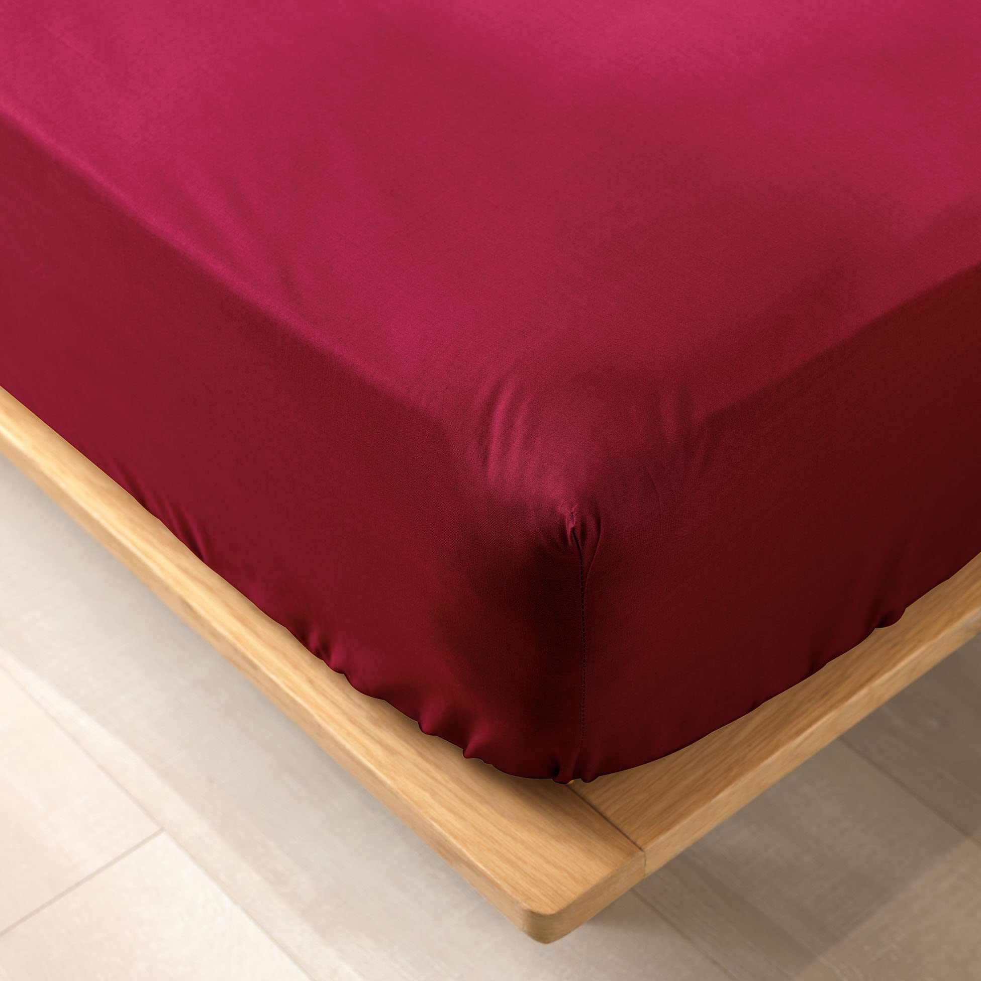 Douceur d'Intérieur Fitted Sheet 140 x 190 cm 100% Organic Cotton Biolina Burgundy