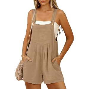 levaca Petite Jumpsuits for Women Summer Adjustabale Sleeveless Short Overalls Wide Leg Rompers with Pockets 2026 XS-XL