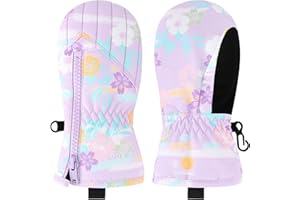 Hpegny Kids Waterproof Winter Snow Gloves Mittens for Toddlers - Zippered Ski Mittens for Baby Boys and Girls