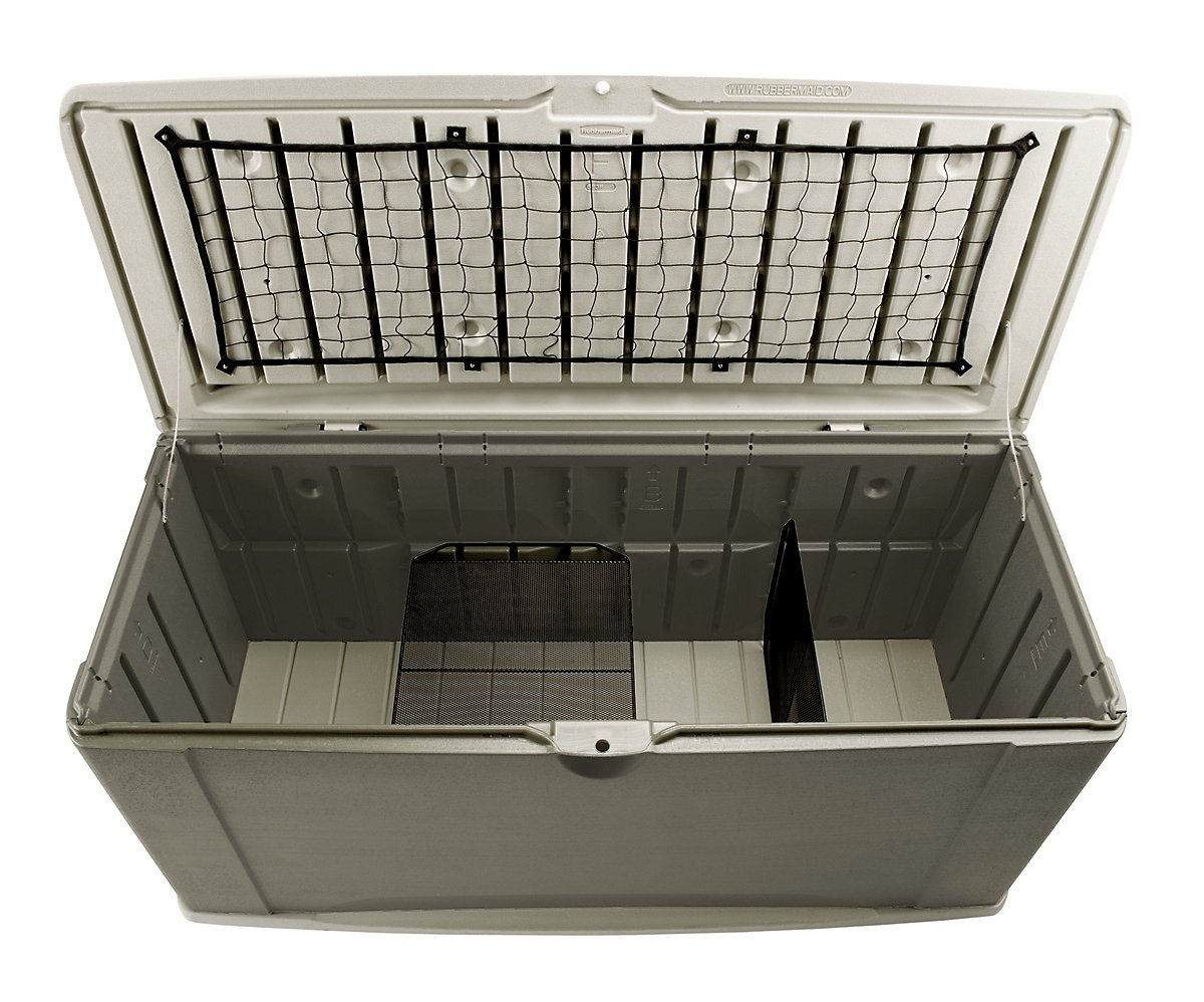 Rubbermaid 5E39 Extra Large Deck Box with Seat, Sandstone