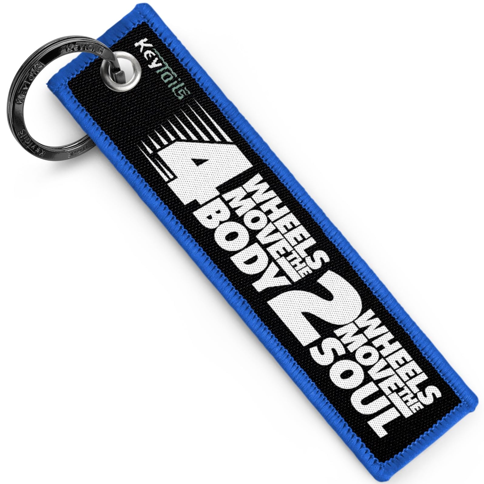 KEYTAILS Keychains, Premium Quality Key Tag for Motorcycle, Scooter, ATV, UTV [4 Wheels Move the Body, 2 Wheels Move the Soul]