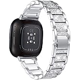 Mtozon Bling Bands Compatible with fitbit Sense 2/Sense/Versa 4/Versa 3, Women Replacement Wristbands Dressy Luxurious Bracelet for Ladies