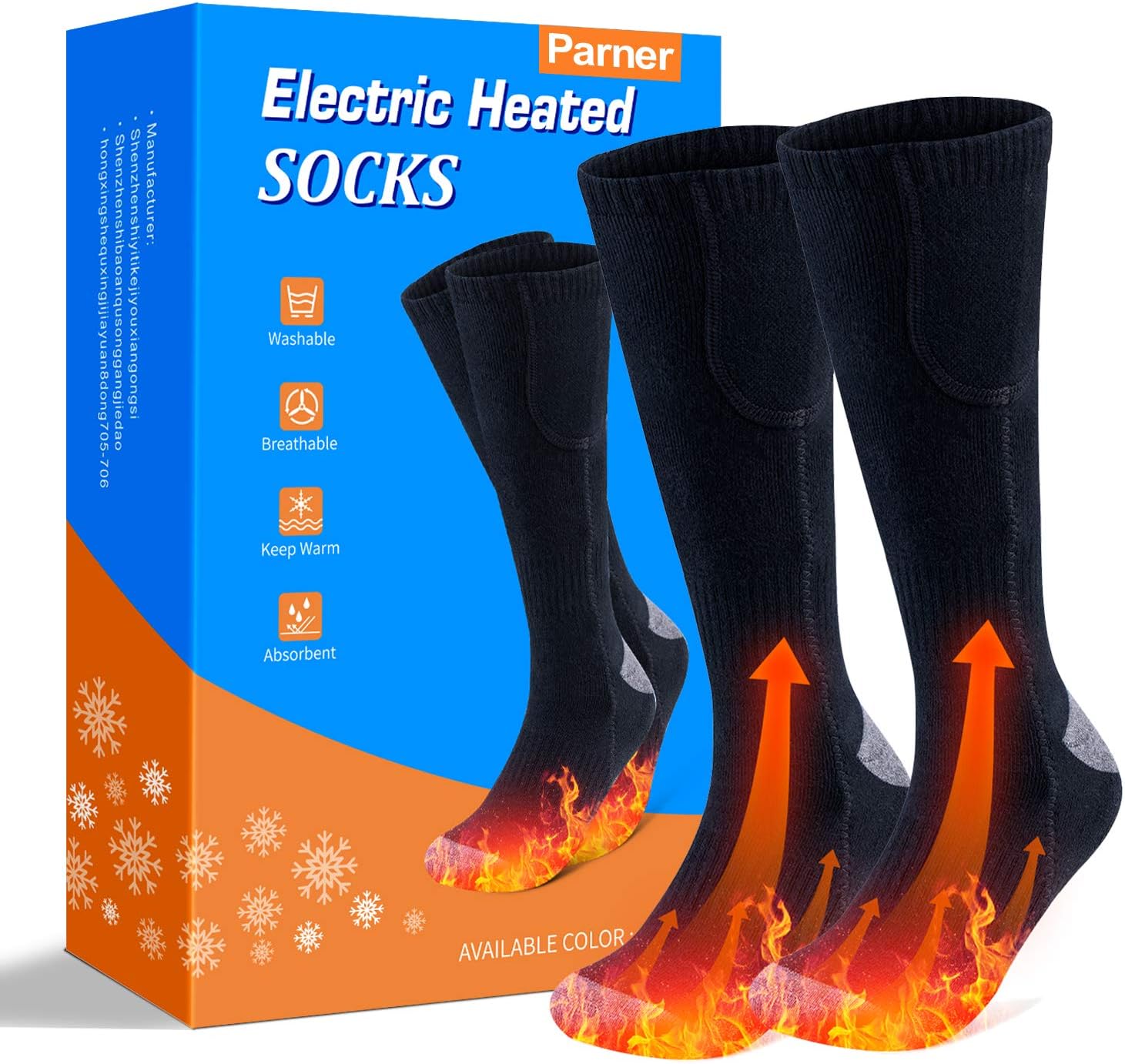 Heated Sock, Electric Sock 2200MAH Camping Foot Warmer 3Gear Thermal Battery Sock, Rechargeable