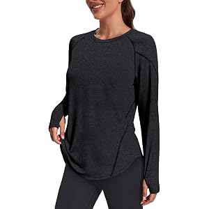 NIASHOT Women's Long Sleeve Workout Tops UPF 50+ Sun Shirt Quick Dry