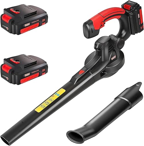 MZK Cordless Leaf Blower,20V Battery Powered Electric Blower for Lawn Care, Electric Lightweight Leaf Blower for Blowing Leaves, Patio Cleaning, Lawn Care and Dust(2 * 2Ah Battery & Charger Included)