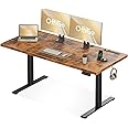 OffiGo Electric Standing Desk with 3-Piece Board, 71 Inch Height Adjustable Large Desk with Power Outlets, Sit Stand Table, Writing Computer Desk for Home, Office, Workstation, Rustic Brown
