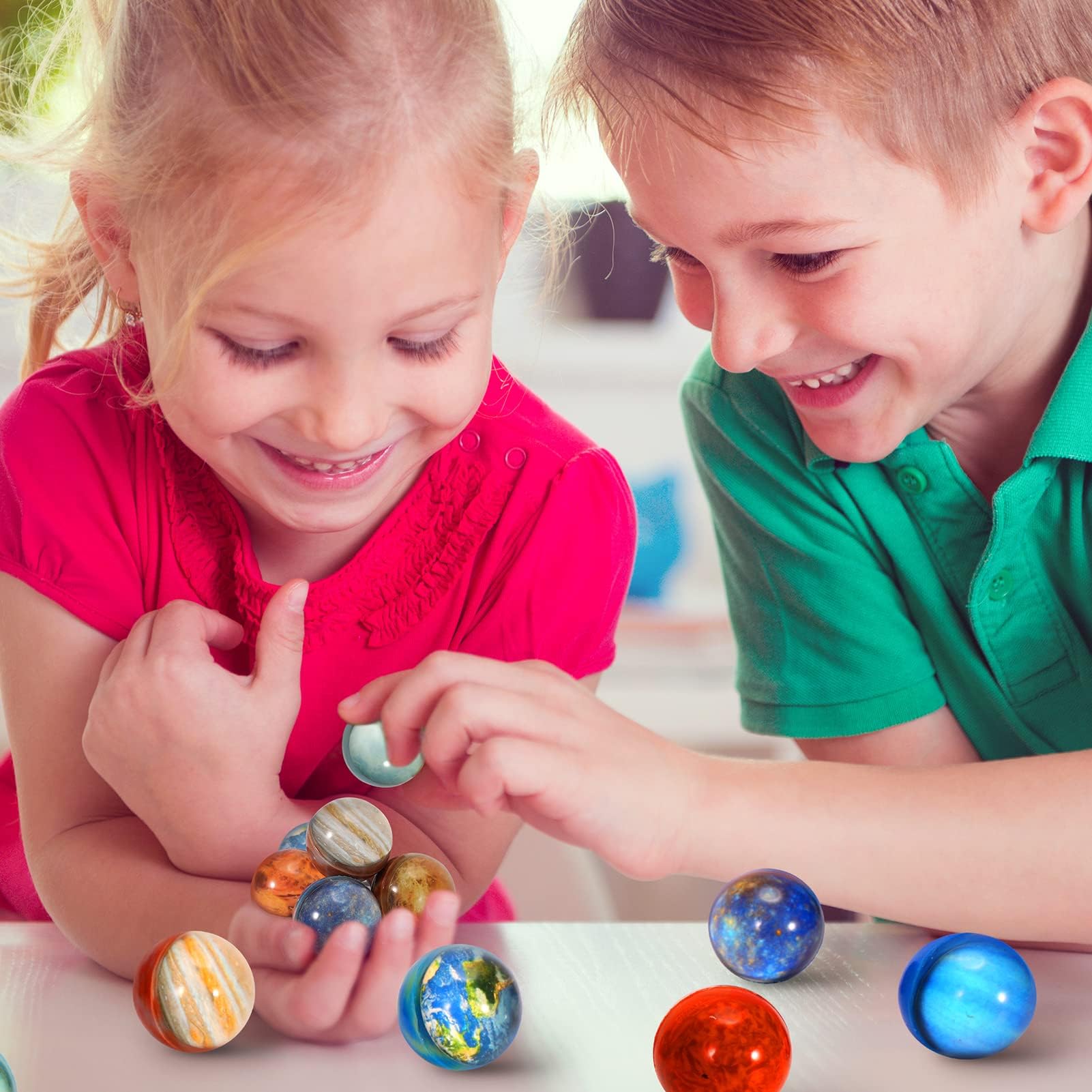 Pllieay 16PCS Solar System for Kids, Solar System Planets Toys - Eight Planets Bouncy Balls+Planetary Flashcards for Kids Party Favors, Educational Space Toys