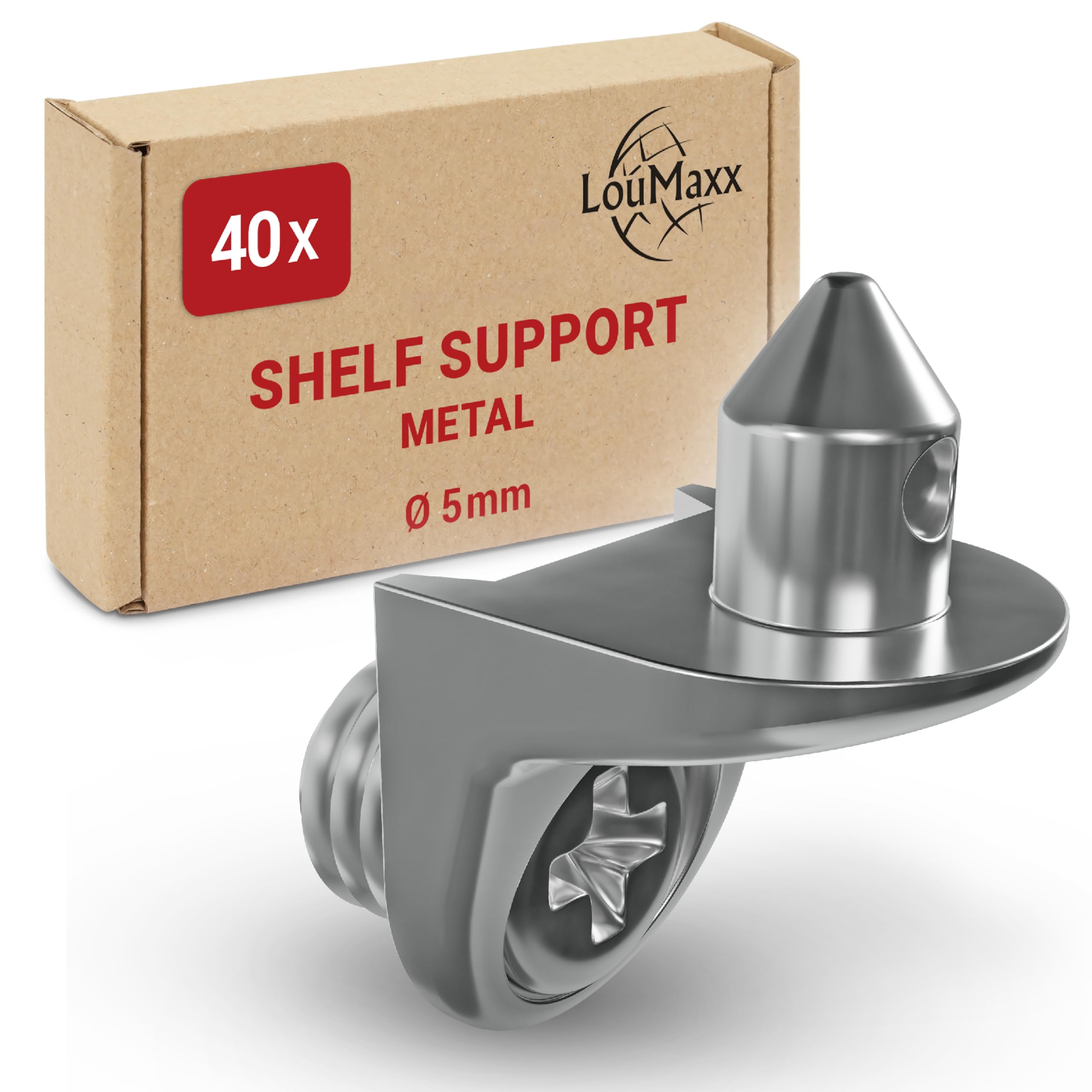 LouMaxx Angle Shelf Support – Set of Shelf Brackets – Safety Shelf Support 5 mm – Shelf Holder Made of Zamak Nickel-Plated