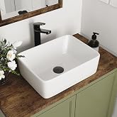 DeerValley Bathroom Vessel Sink White 16"x12" Rectangle Basin DV-1V0048 | Ceramic, Porcelain, Above Counter, Rectangle Design, Modern Style, Ideal for Bathroom, Mall, Restaurant, School, Durable