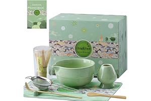 Clay&Fire Matcha Whisk Set, 9 Pcs Ceramic Matcha Set, Matcha Bowl with Spout and Whisk, Matcha Tea Kit for Matcha Lovers, Ide