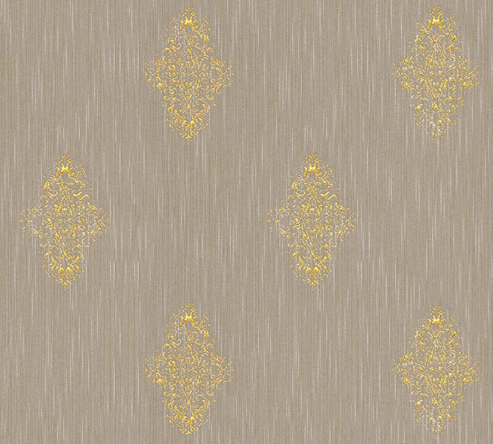 Architects Paper 319464 Wallpaper with Ornamental Baroque Pattern, Beige Metallic, 10.05 m x 0.53 m