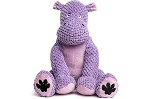 fabdog Floppies Plush Dog Toy - Cute & Durable Squeaky Dog Toys - Best Squeak Toy for Puppies and All Breeds | Ideal Pet Gift| Large Hippo