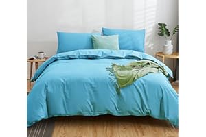 WYFKYMXX Duvet Protector Waterproof Breathable Cotton Incontinence Duvet Protector with Corner Ties Washable Reusable for Elder,Kids Pets. (Light Blue,King)