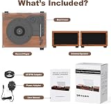 Udreamer Record Player with Dual 10W Speakers Bluetooth 5.3 3 speeds Brown view 8