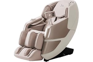 MassaMAX MT339 4D Massage Chair, Full Body Shiatsu Recliner with Electric Extendable Footrest, Zero Gravity, SL Track, Deep Yoga Stretch, 15 Modes, AI Voice Control, Foot Rollers, and Heating (Golden)