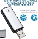 Podazz 8G Mini Digital Voice Recorder USB Rechargeable Metal Case view 2