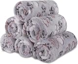 BVAGSS 6 Pack Small Dog Blanket 60x40 cm Paw Print Fleece Grey