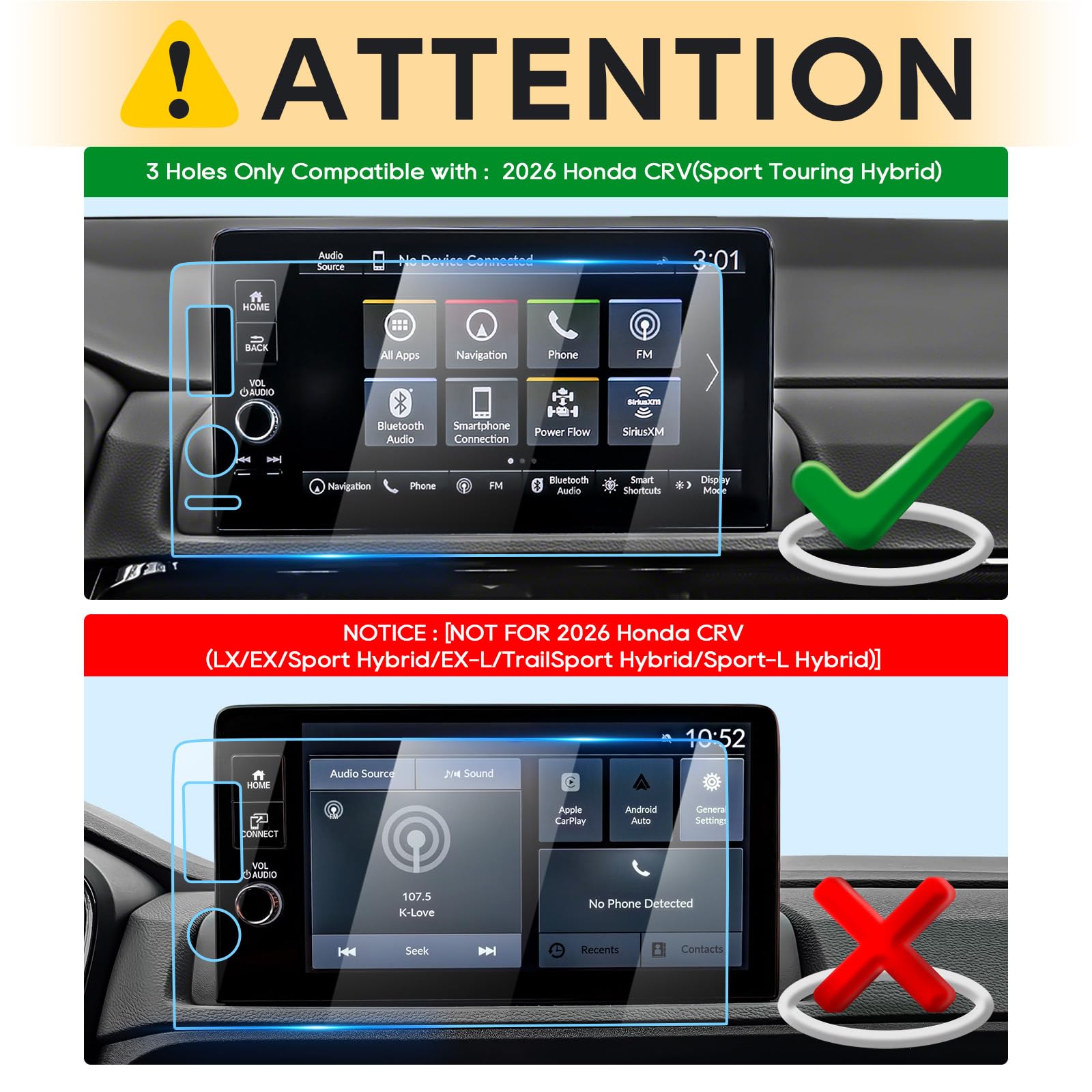 2023-2026 CRV Screen Protector Glass 9-Inch 2023-2025 CRV[EX-L/Sport/Touring/Hybrid/E:FCEV]2026 CRV [Sport Touring Hybrid]2023-2025(Honda Civic/HRV/Integra/Pilot/Ridgeline/2025-2026 ADX A-SpecAdvance)