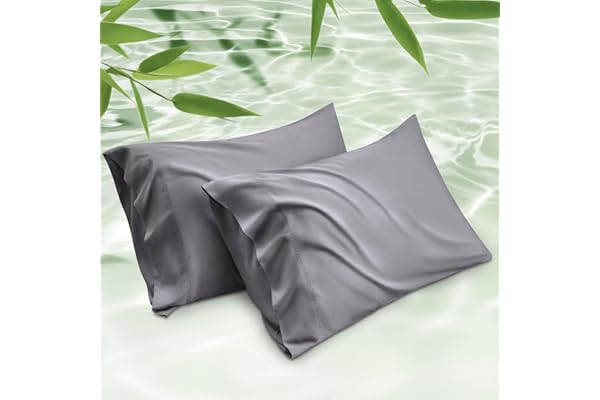 Bedsure Cooling Pillow Case Queen Size 2 Pack, Rayon Derived from Bamboo Pillowcases for Hot Sleepers, Soft & Silky Pillow Co