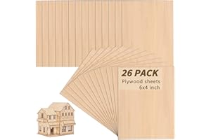 26 Pack Basswood Sheets for Crafts, SIJDIEE 6 x 4 x 1/12 Inch Balsa Wood Sheets, 2mm Thick Plywood Sheets for Laser Cutting, Drawing Painting(150x100x2mm)
