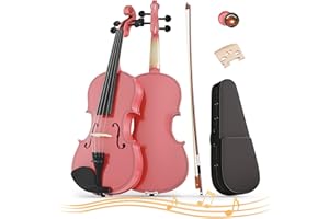 EPOFIT 1/4 Beginner Violin Kit, Complete Violin Set with Case, Bow, Rosin, Pink