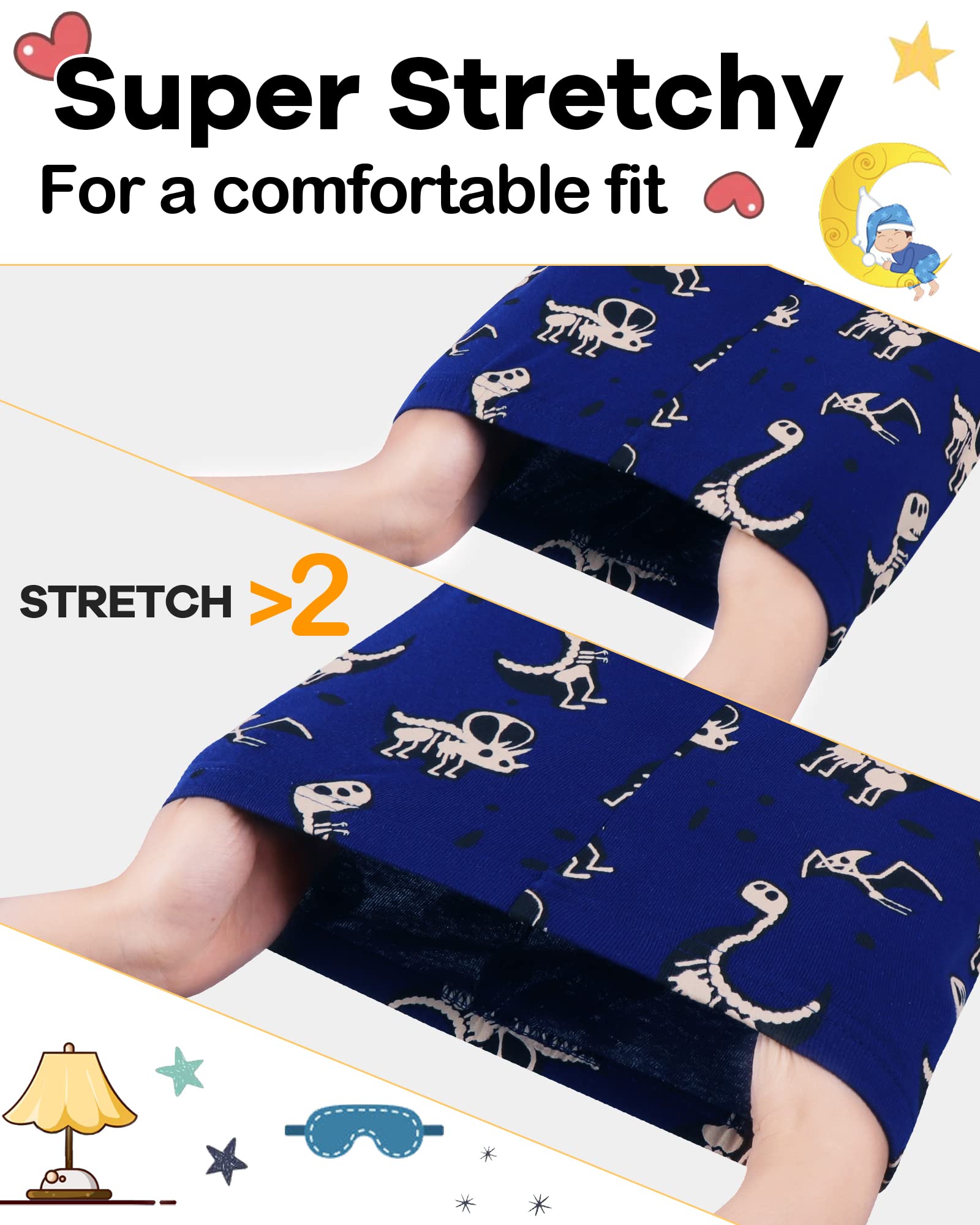DAUGHTER QUEEN Boys Pajamas 4 Pieces Long Set 100% Cotton Sleepwear Size 18 Months-12 Years