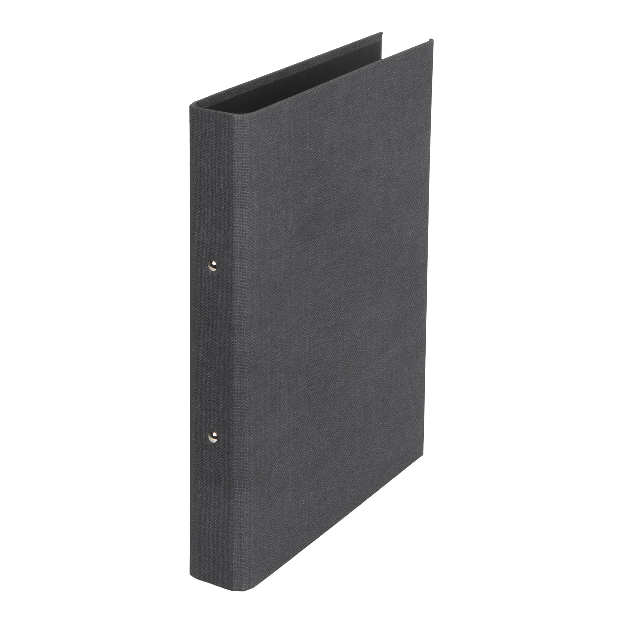 Bigso Box of Sweden Ring Binder - Narrow Fibreboard and Linen Effect Document Organiser - Document Holder for Papers, Transparent Pockets or Dividers - Black — image 1