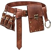 Belt Pouch Waist Bag Fanny Pack Steampunk Phone Holder Medieval Bag Leather Belt Renaissance Cosplay Costume Accessories (3Bottle-New/Brown)