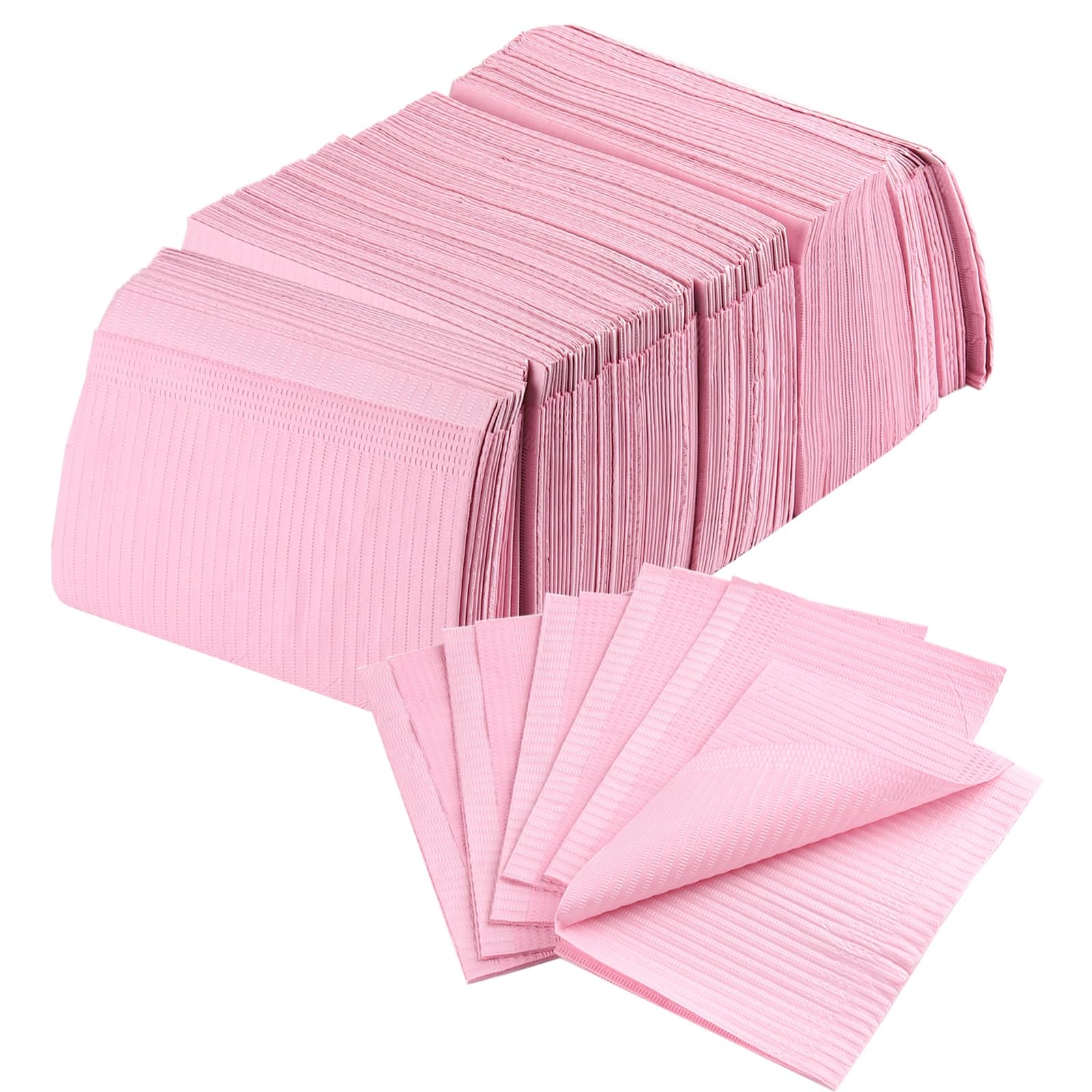 Photo 1 of SUTOKAKA 125Pcs Pink Disposable Table Mats for Nail Art 3 Ply Foldable Waterproof Dental Bibs Tattoo Sheets Nail Practice Table Cover for Medical Supplies Manicure Salon Pads