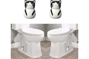 RENUIS 2 Pcs Ceramic Cat Toilet Floor Bolt Caps,Cute Animal Toilet Bowl Screw Covers,Toilet Bolt Figurine,Toilet Bowl Cap Covers,Decorative Bathroom Toilet Bolt Easy Installation (Hei)