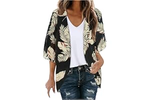 MAMIDAY Swimsuit Coverup for Women Summer Boho Kimono Cardigans Flowy Beach Cover Up Puff Sleeve Print Cover Ups for Swimwear