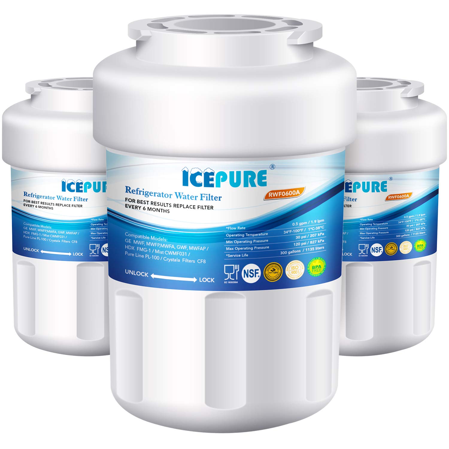 IcePure RWF0600A3PK Water Filter To Replace Sears, Kenmore, Brita, GE