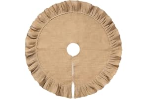 Kapyiupo 31 Inch Christmas Tree Skirt Decorations Linen Burlap Tree Skirt Round Xmas Cover for Christmas Party Mat Fall Indoo