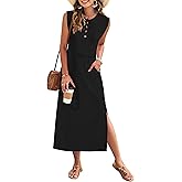 MISFAY Summer Dresses for Women 2026 Waffle Knit Long Maxi Sundresses Cap Sleeve Loose Beach T Shirt Dress