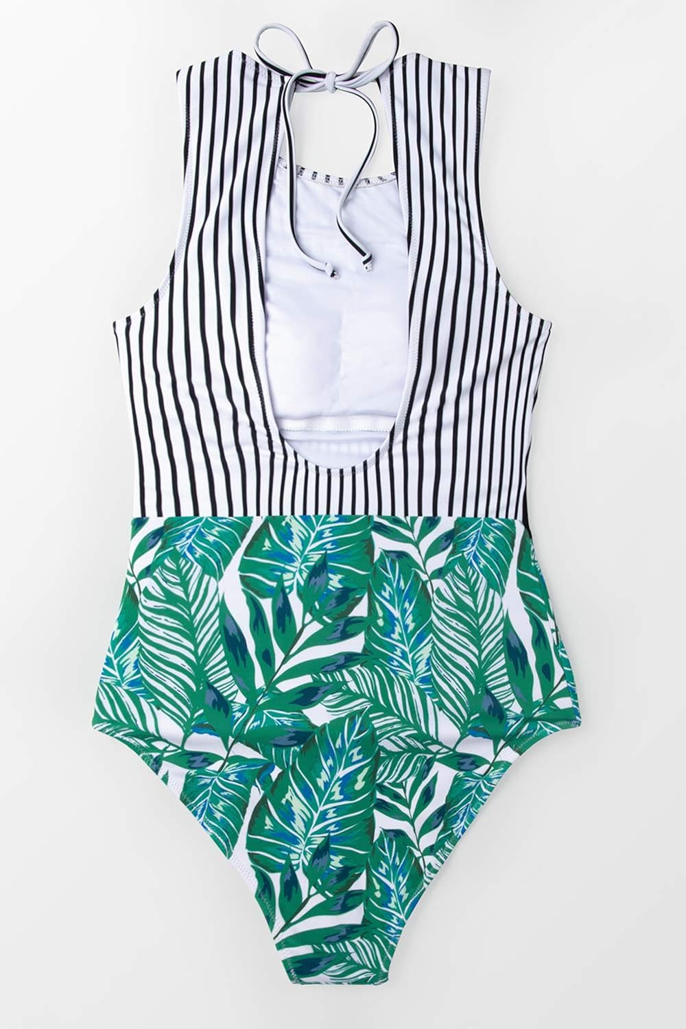 CUPSHE Women's Striped Leafy One Piece Swimsuit at  Women’s Clothing store