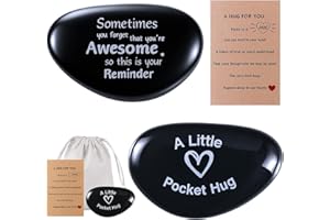Liliaafar Pocket Hug Token Gifts Double-Sided Stone Toys Positive Gifts Mini Rock Stones with Hug Cards for Christmas Friend Family Inspirational Moving Away Gift(Inspirational)