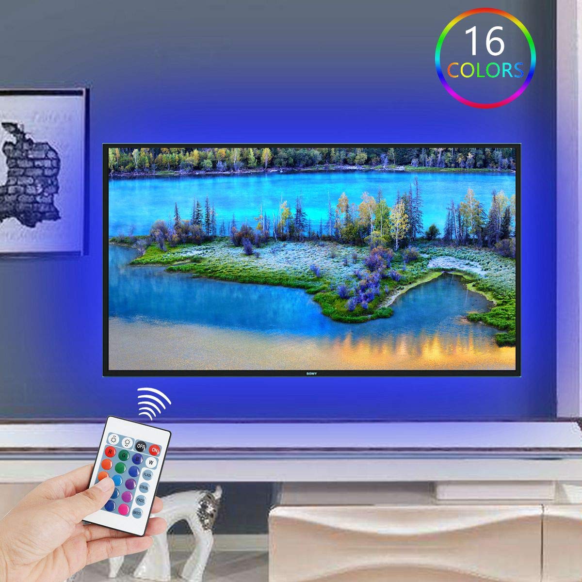 Flexible TV Backlight Lighting,USB Colourful LED Strip Lights 450CM/6.6ft 60 LEDS 5050 RGB Remote for 32 46 55 60 65 70 inch TV USB LED Bias Lighting Kit