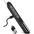 USB C Rechargeable Presentation Clicker with Green Light,Remote Clicker for Presentations Wireless Presenter Slide Changer PPT Advancer Pointer with Volume Control for Laptop Computer