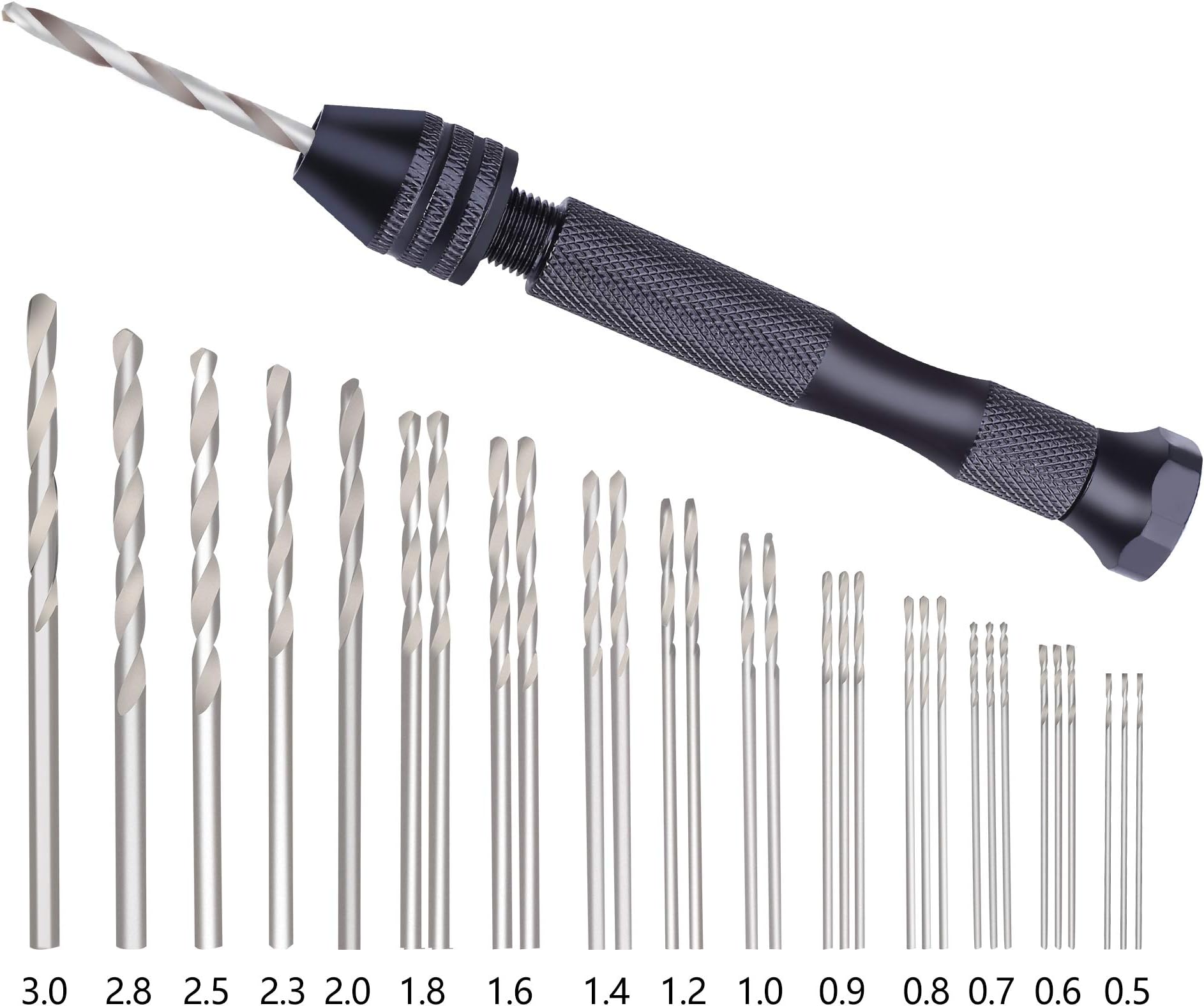 Pin Vise Hand Drill with Twist Drill Bits 31 Pack
