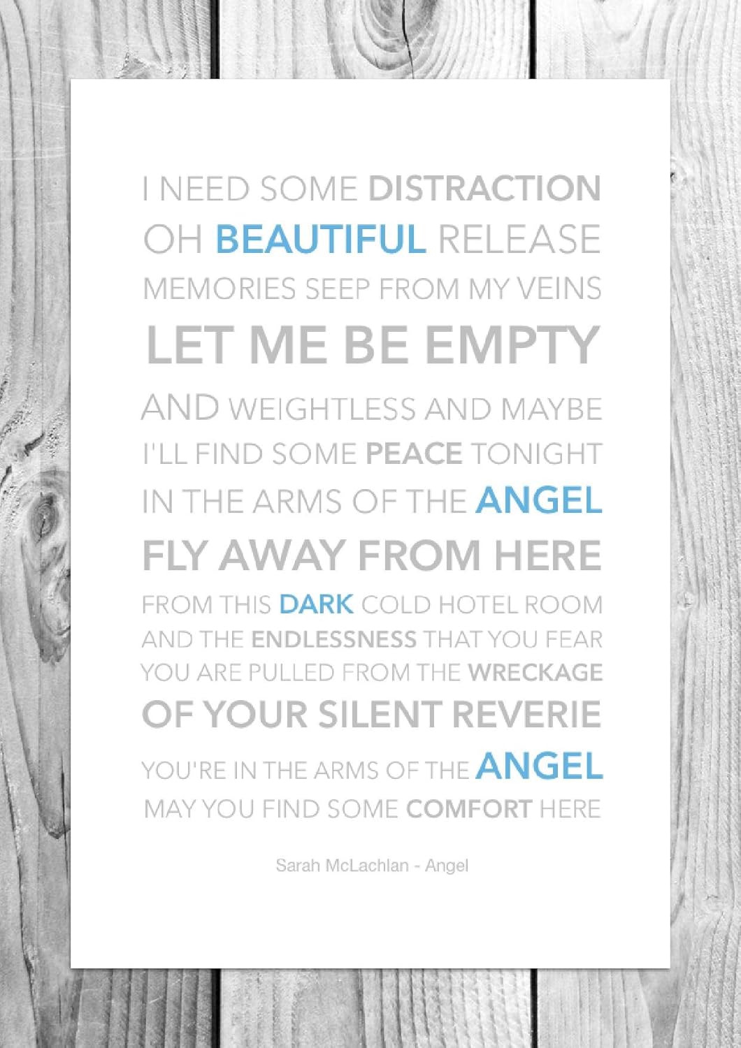 Sarah Mclachlan Angel Funky Lyric Art Print A4 Size Amazon