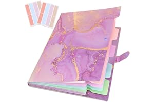 RIHEAN Expanding File Folder, Aesthetic Folders for School, Accordion File Organizer, Aesthetic Folder with Labels,5 Pockets Important Document Folders for School Office Home(Purple Gold)