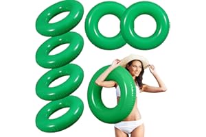 JellyArch 6 Pcs Inflatable Pool Floats 28 Inches Swim Tube Bulk for Adults Swimming Ring Pool Floaties for Beach Party Decorations Women and Men River Lake Summer Vacation Holiday (Green)