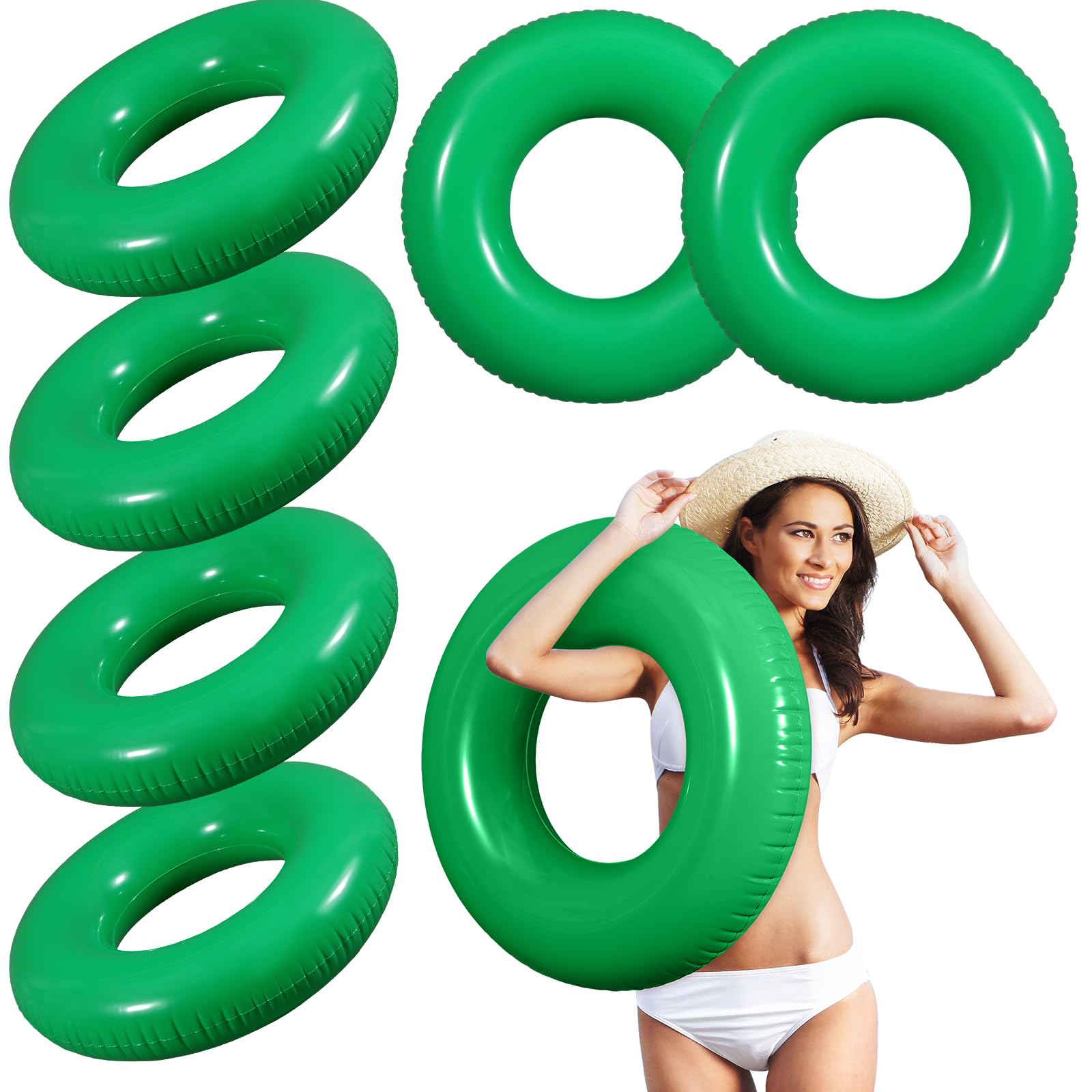 Photo 1 of **MISSING 3** JellyArch 6 Pcs Inflatable Pool Floats 28 Inches Swim Tube Bulk for Adults Swimming Ring Pool Floaties for Beach Party Decorations Women and Men River Lake Summer Vacation Holiday (Green)