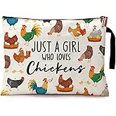 Cusrtyh Just a Girl Who Loves Chickens Funny Canvas Zipper Makeup Bag, Travel Accessories Storage Toiletries Bag, Gifts for Chicken Lovers Animal Lovers, Gifts for farmer Daughter Sister Bestie BBF