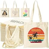 60 Pack Sublimation Blanks Tote Bags Bulk 13X15 Inch Canvas Tote With Handles for DIY Crafting Heat Transfer Vinyl, Personalized Gifts for Women Men, Party Birthday Valentine's Day Gift - Beige