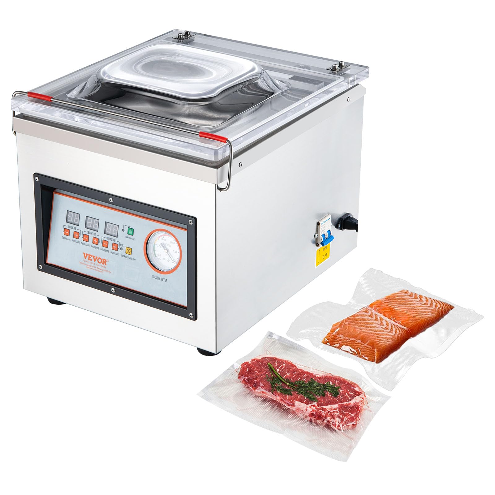 Photo 1 of VEVOR Chamber Vacuum Sealer, 320W Sealing Power, Vacuum Packing Machine for Wet Foods, Meats, Marinades and More, Compact Size with 12.6 in Sealing Length, Applied in Home Kitchen and Commercial Use