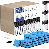Nicpro 30 Pack Dry Erase Mini Whiteboard A4, 9 x 12 Double Sided Lapboard Bulk with 30 Pens,30 Erasers Learning Small White B
